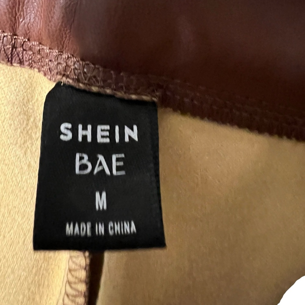 SHEIN Brown Faux Leather Flare Pants - Picture 7 of 8